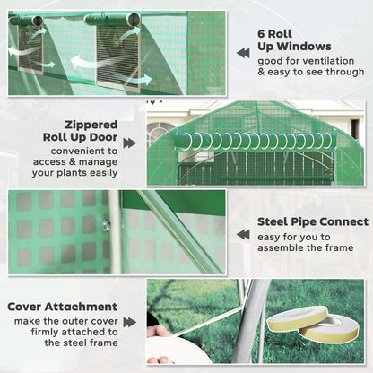 6.6' x 11' x 7' Portable Walk-In Tunnel Greenhouse, Garden Plant Growing Warm House, Outdoor Seed Flower Vegetable Growt