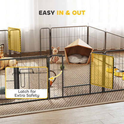 Dog Playpen, 31.5"W Heavy-Duty Metal Puppy Play Pen, Pet Exercise Fences for Outside and Indoor, DIY Design with Door fo