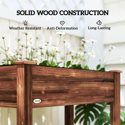 34" x 18" x 30" Wooden Patio Raised Garden Bed Planter, Elevated Planter Box with Legs, Carbonized