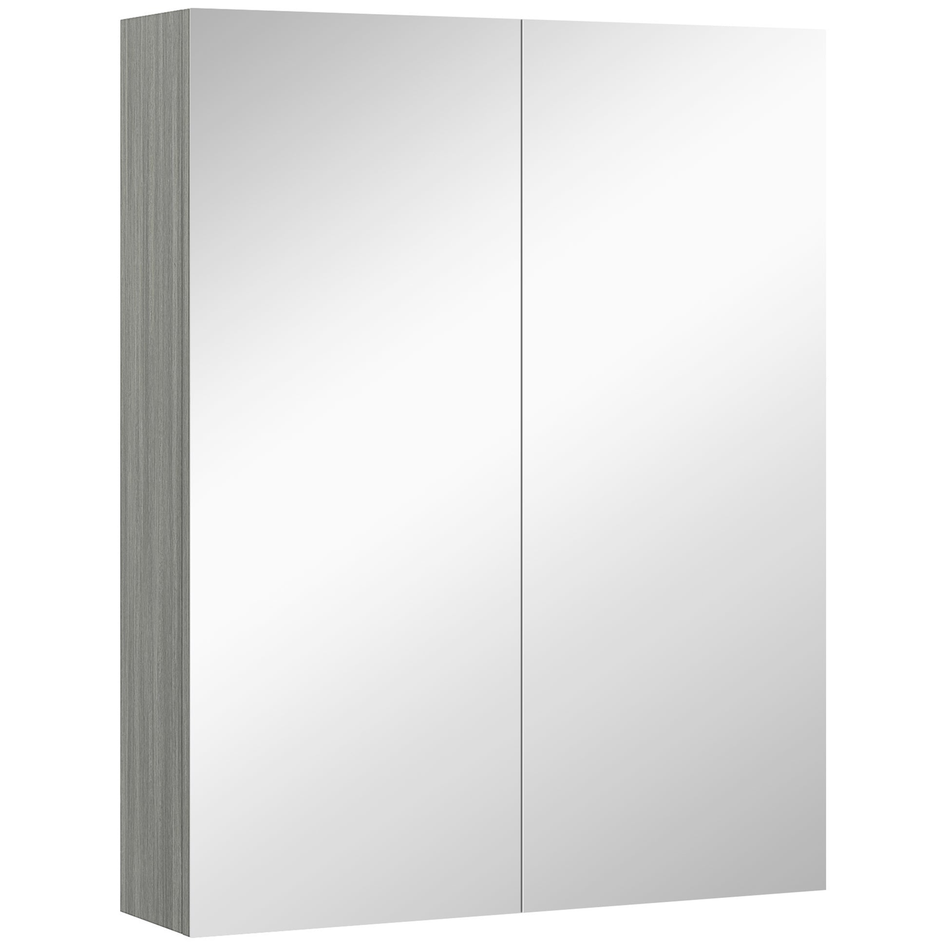 Wall Mount Mirrored Medicine Cabinet, Bathroom Mirror Cabinet with Adjustable Shelf, Double Soft Closing Doors, Grey