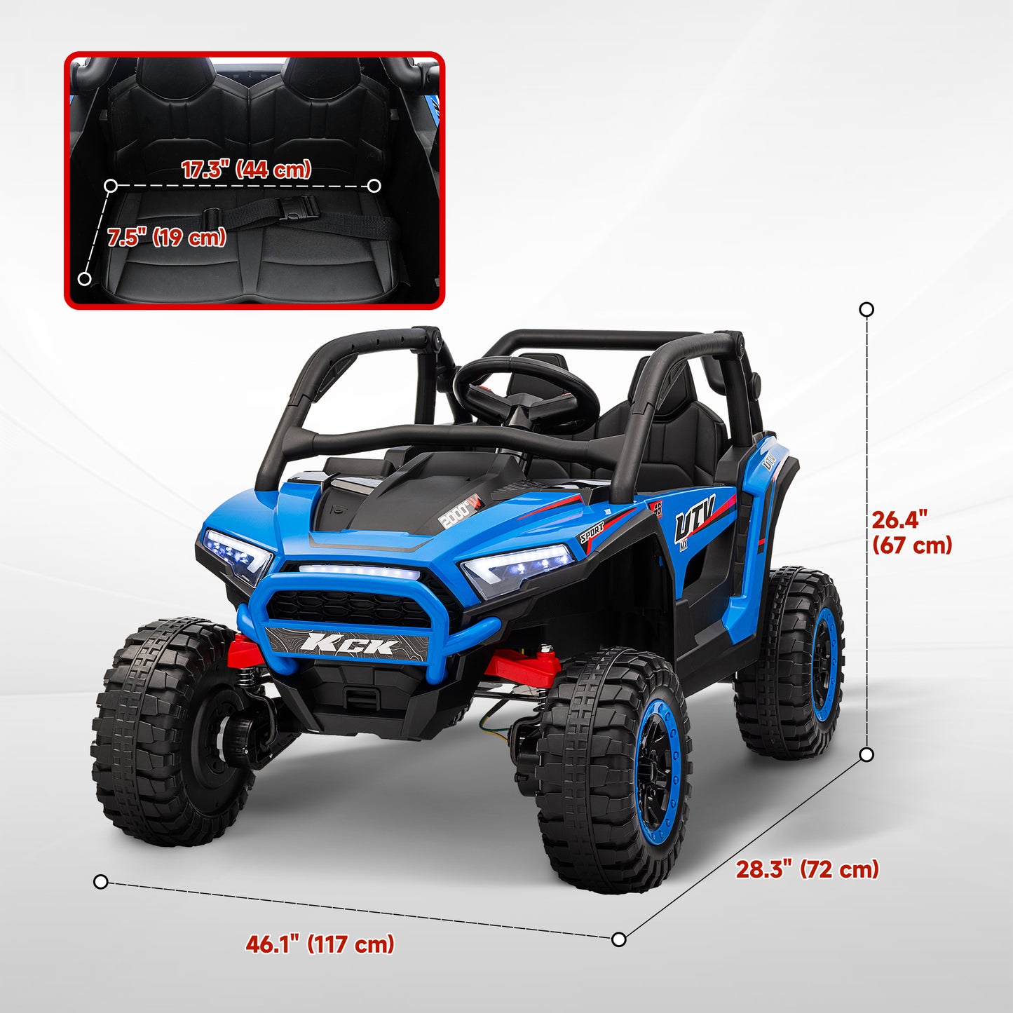 Qaba 2 Seater 24V 7AH Ride on Truck, Electric Car for Kids w/ Spring Suspension, Remote Lights, Horn, Music, Blue