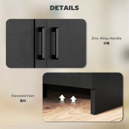 Modern Sideboard Buffet Cabinet, Modern Kitchen Storage Cabinet with 3 Doors Adjustable Shelves, for Dining Room, Black