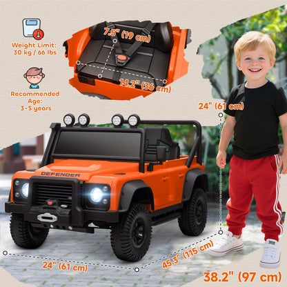Qaba Land Rover Licensed Kids Ride on Truck with Remote Control, Spring Suspension, LED Lights, 3 Speed for Ages 3-5, Or