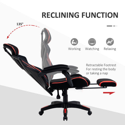 Racing Gaming Chair, Ergonomic Computer Chair with Footrest, Headrest, High Back Recliner Swivel Seat with Adjustable He
