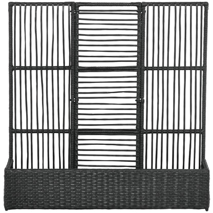 Raised Garden Bed with Lattice Trellis, Rattan Outdoor Planter with Storage for Garden, Patio, Balcony, Black