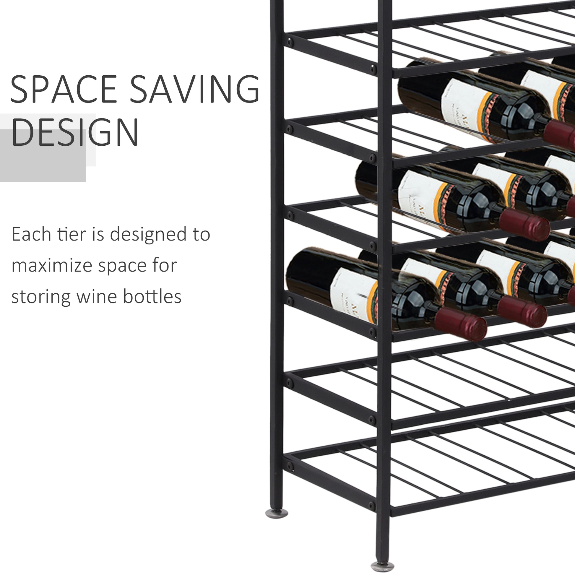 9-Tier Metal Wine Bottle Rack 54 Bottles Freestanding Wine Storage Holder Home Bar Wine Display Stand Cellar Bottle Orga