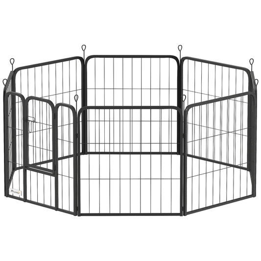 24" Dog Playpen Indoor Outdoor, Portable Foldable 8 Panels Pet Playpen with Door & Strap for Small Dogs