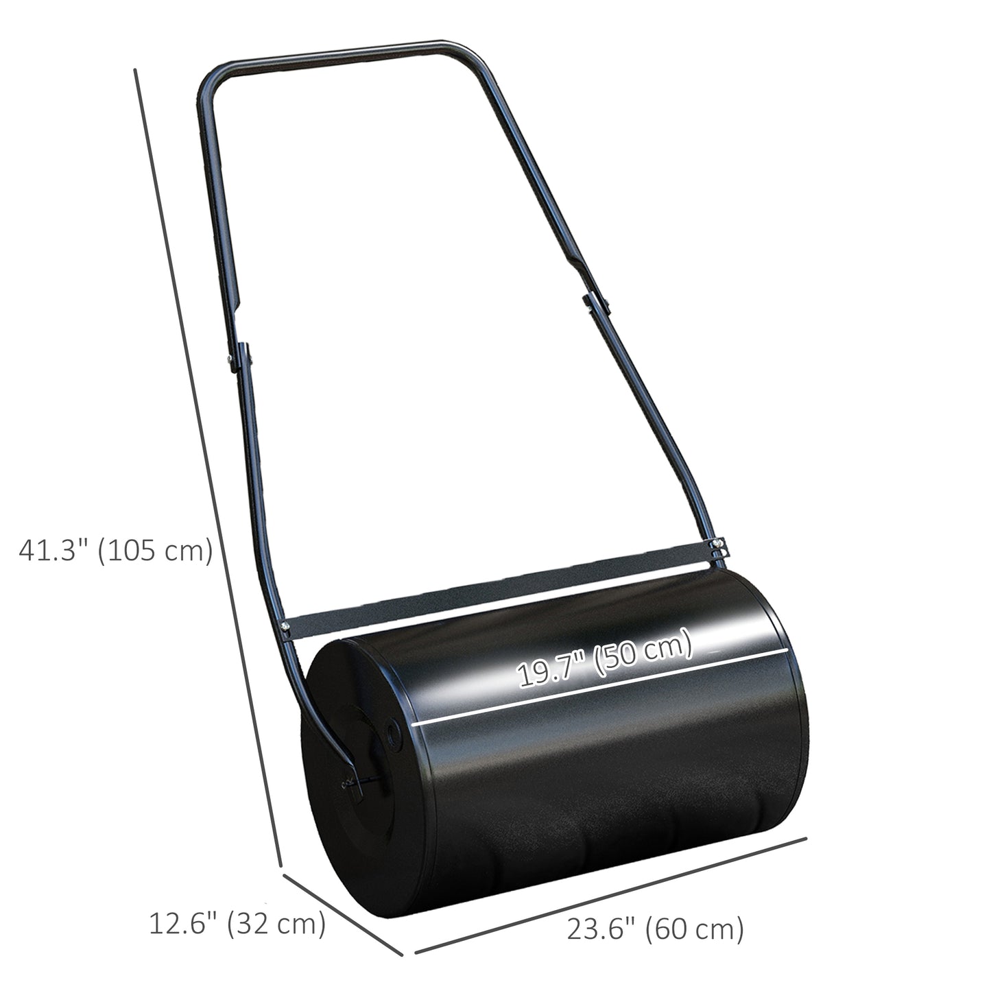 20" Push/Tow Behind Lawn Roller, Heavy Duty Sod Drum Roller Filled with 11 Gal Water/Sand, Grass Flattener for Yard, Pat