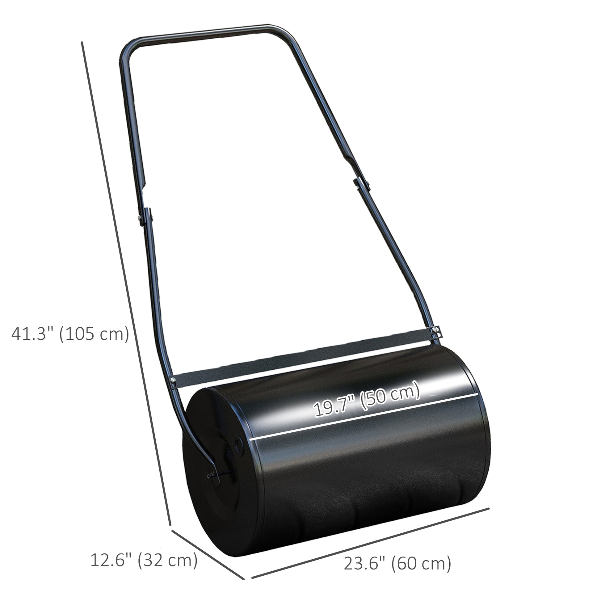 20" Push/Tow Behind Lawn Roller, Heavy Duty Sod Drum Roller Filled with 11 Gal Water/Sand, Grass Flattener for Yard, Pat