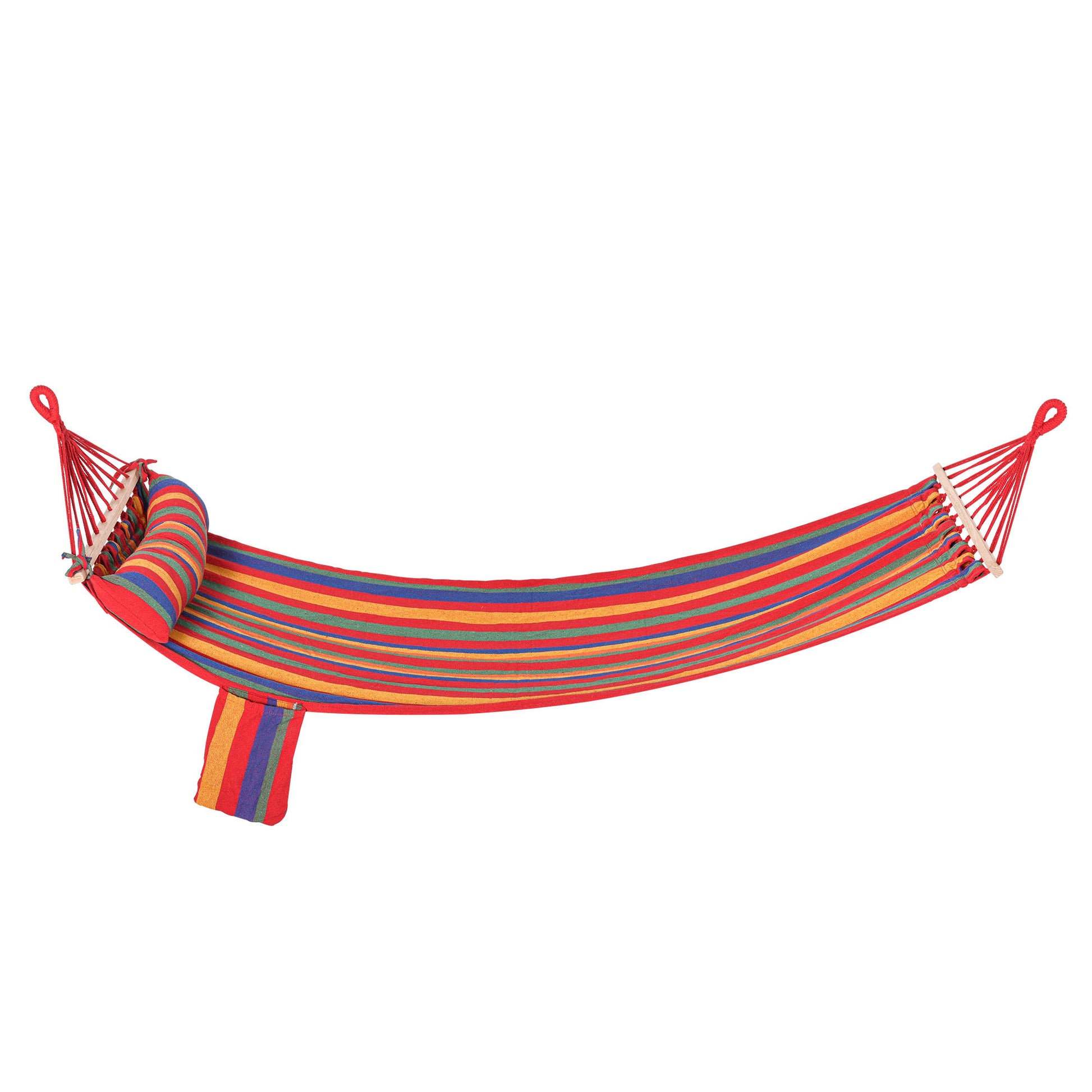 Cotton Hammock Portable Soft Swing Sleeping w/ Headrest & Side Pocket Deluxe Swing Chair for Beach, Yard, Bedroom, Patio
