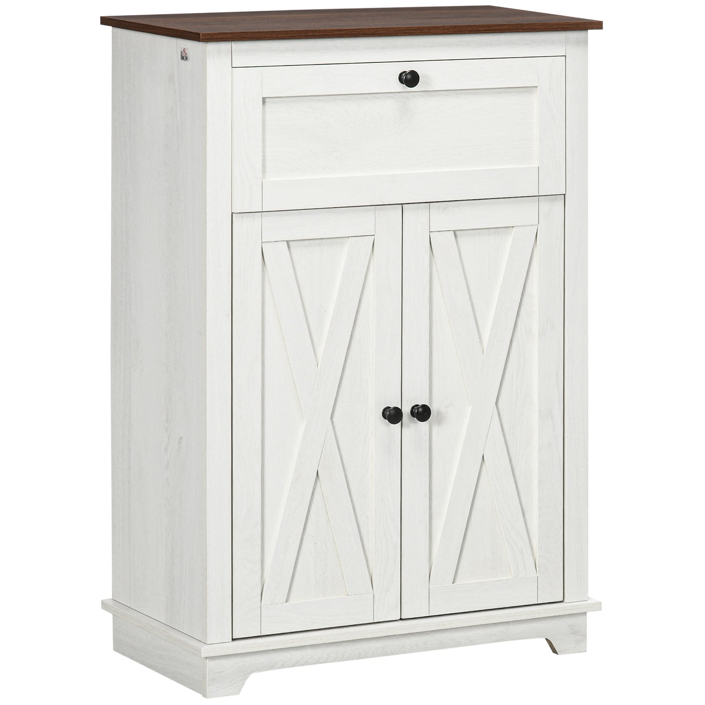 Farmhouse Sideboard Storage Cabinet with Doors and Drawer for Kitchen, Living room, 23.6" x 11.8" x 34.4", White
