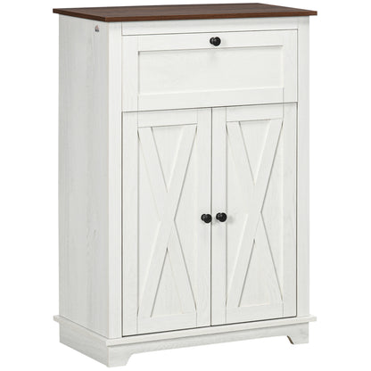 Farmhouse Sideboard Storage Cabinet with Doors and Drawer for Kitchen, Living room, 23.6" x 11.8" x 34.4", White