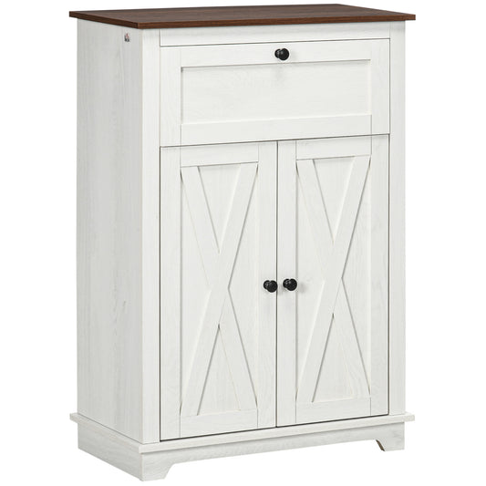 Farmhouse Sideboard Storage Cabinet with Doors and Drawer for Kitchen, Living room, 23.6" x 11.8" x 34.4", White