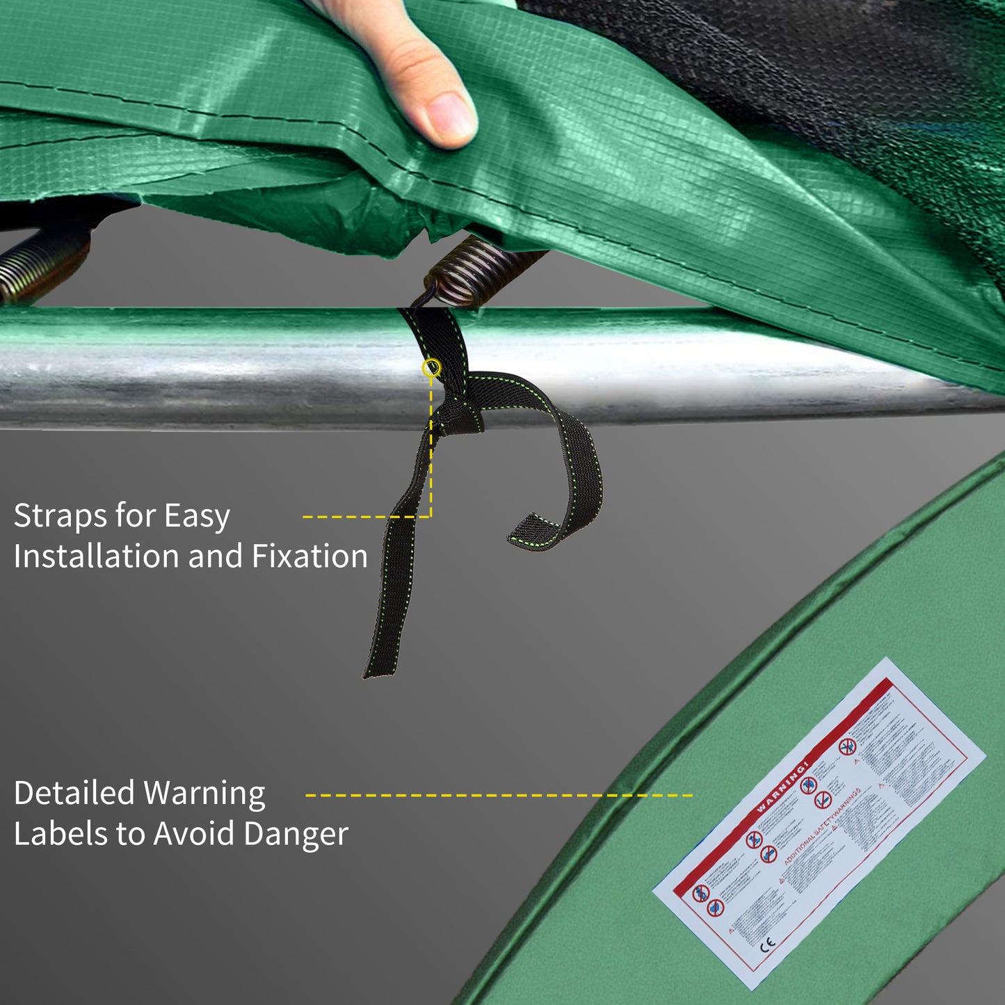 Soozier ⌀8ft Trampoline Pad ⌀96" Spring Safety Replacement Gym Bounce Jump Cover EPE Foam Green