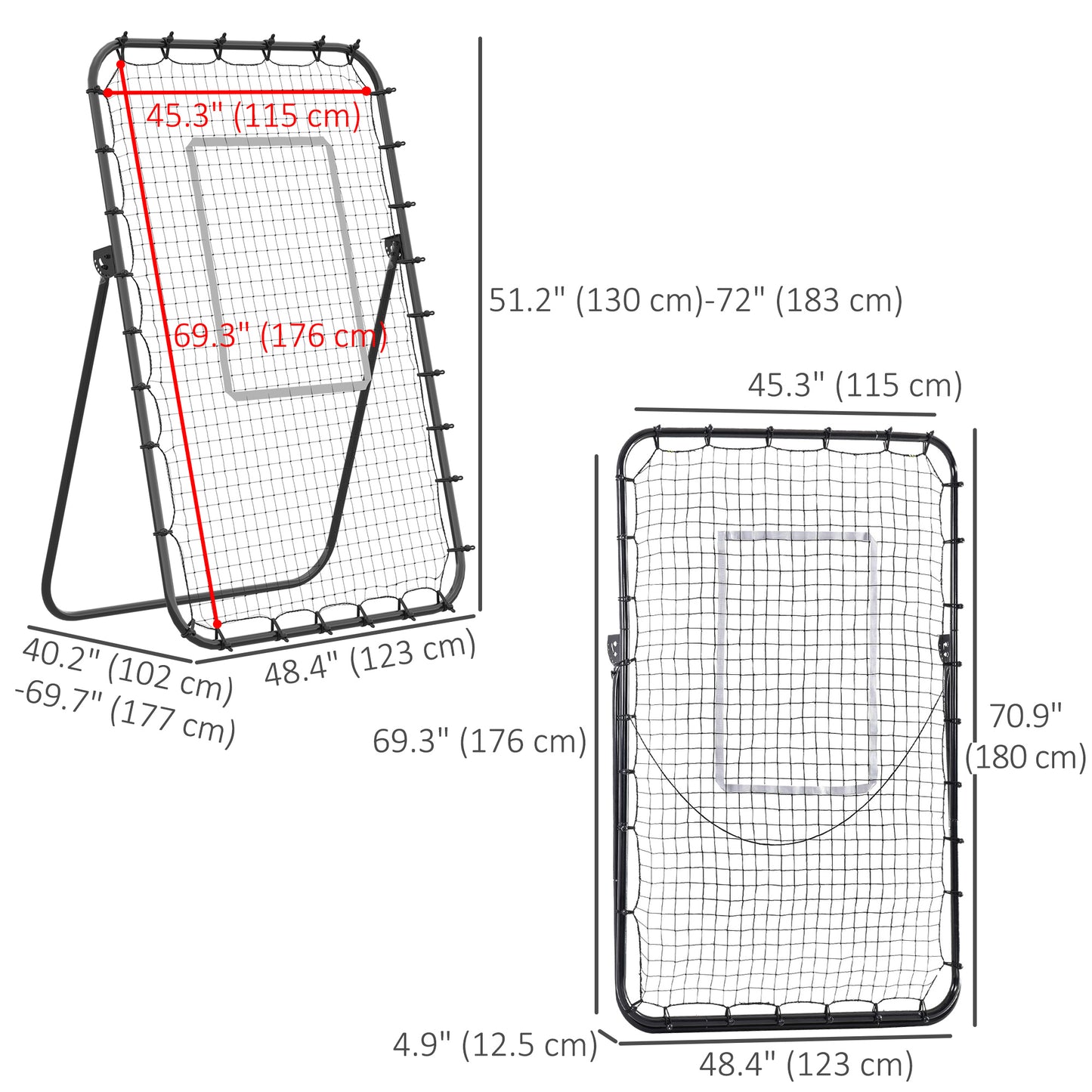 Soozier Volleyball Rebounder Net, Angles Adjustable Soccer Rebounder, Lacrosse Baseball Volleyball Training Equipment Ai
