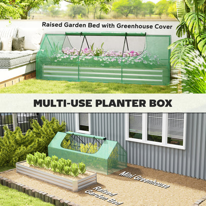 8.6 x 3 x 1ft Raised Garden Bed with Mini Greenhouse, Galvanized Raised Garden Bed with Cover for Herbs and Vegetables, 