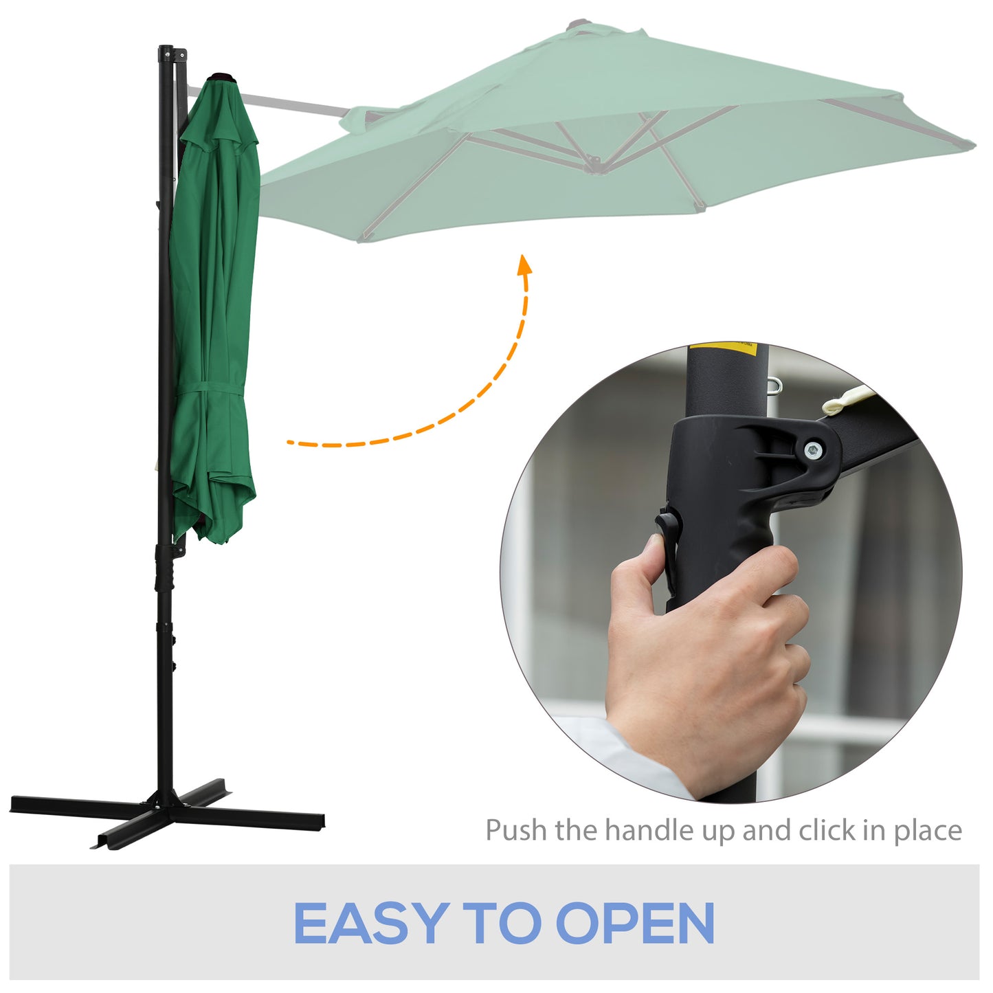 8.5FT Offset Patio Umbrella with 360° Rotation, Outdoor Cantilever Roma Parasol Hanging Sun Shade Canopy Shelter with Cr