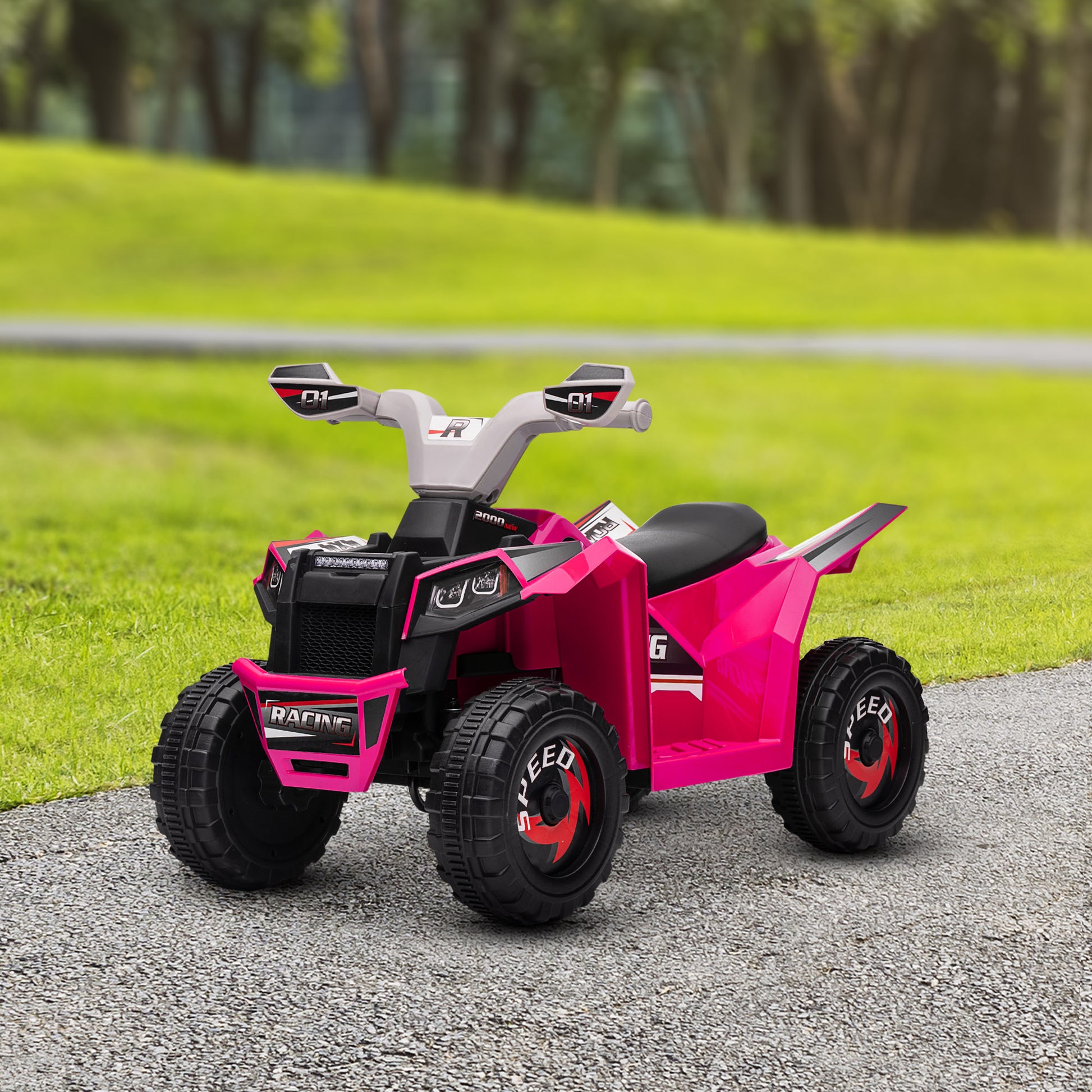 VarietyKart 6V Quad Kids Electric Car with Wear-resistant Wheels, for Boys and Girls Aged 18-36 Months, Pink