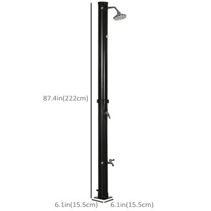 5.3 Gallons Solar Shower with Rotating Rainfall, Temperature Adjustment, 2 Section Outdoor Shower for Backyard, Black