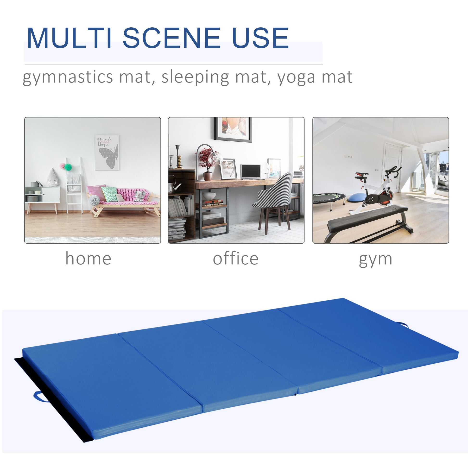 Soozier 4'x8'x2" Folding Gymnastics Tumbling Mat, Exercise Mat with Carrying Handles for Yoga, MMA, Martial Arts, Stretc
