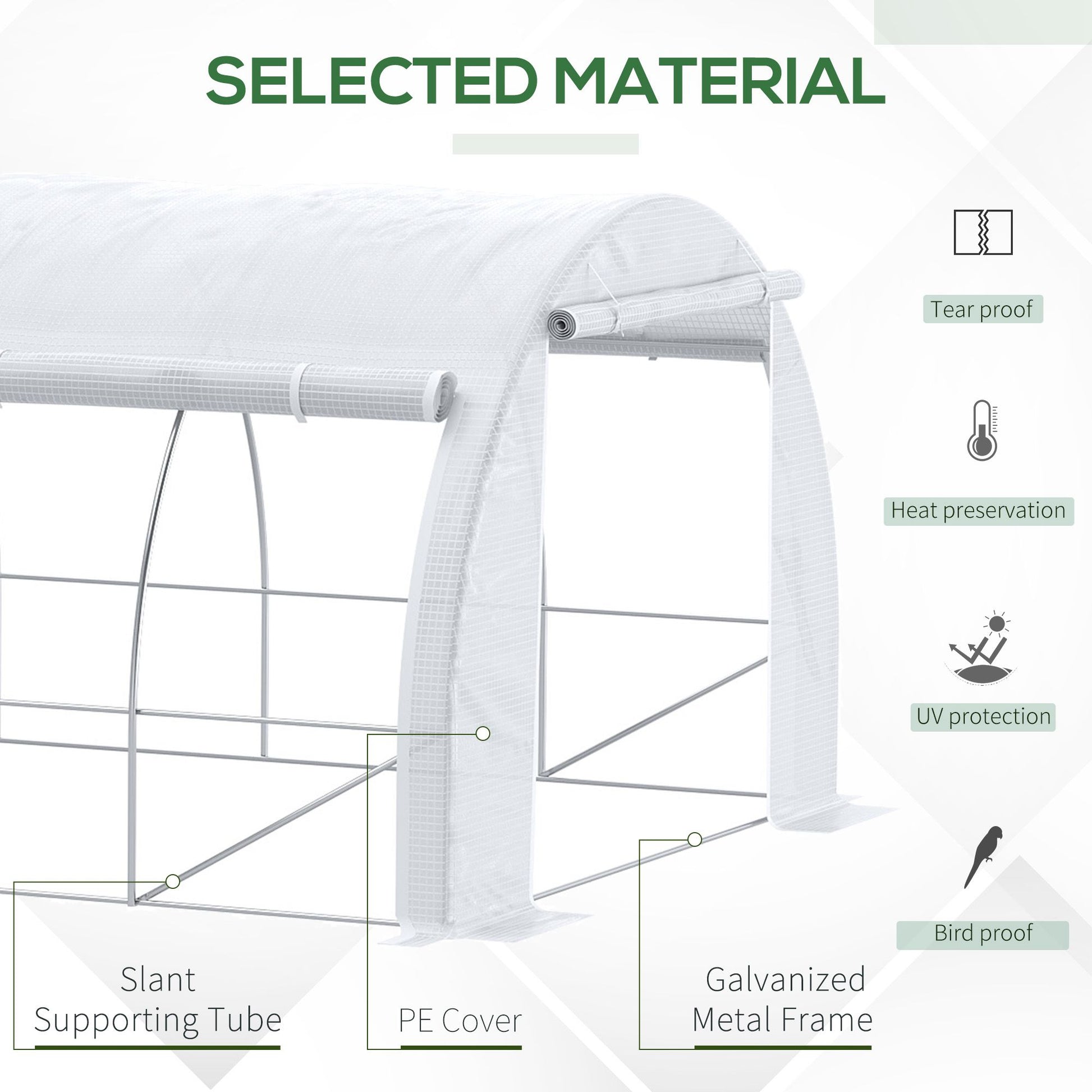 20'x10'x6.6' Tunnel Greenhouse with UV-Resistant Cover, Zippered Door and 12 Roll-up Windows, Outdoor Green House for Ga