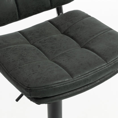 Bar Stools Set of 2, Swivel Counter Height Barstools with Adjustable Height, Back and Footrest, PU Leather Bar Chairs