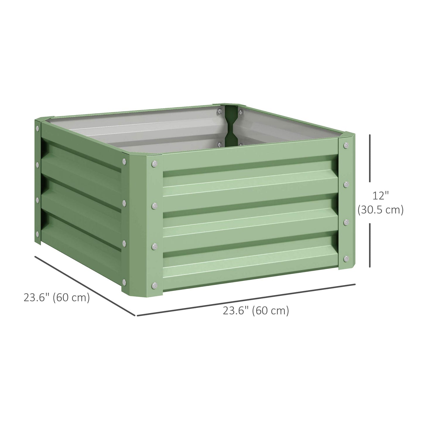 2Pcs 2' x 2' x 1' Galvanized Raised Garden Bed Kit, Square Outdoor Metal Planter Box with Open Bottom for Vegetables, Fl