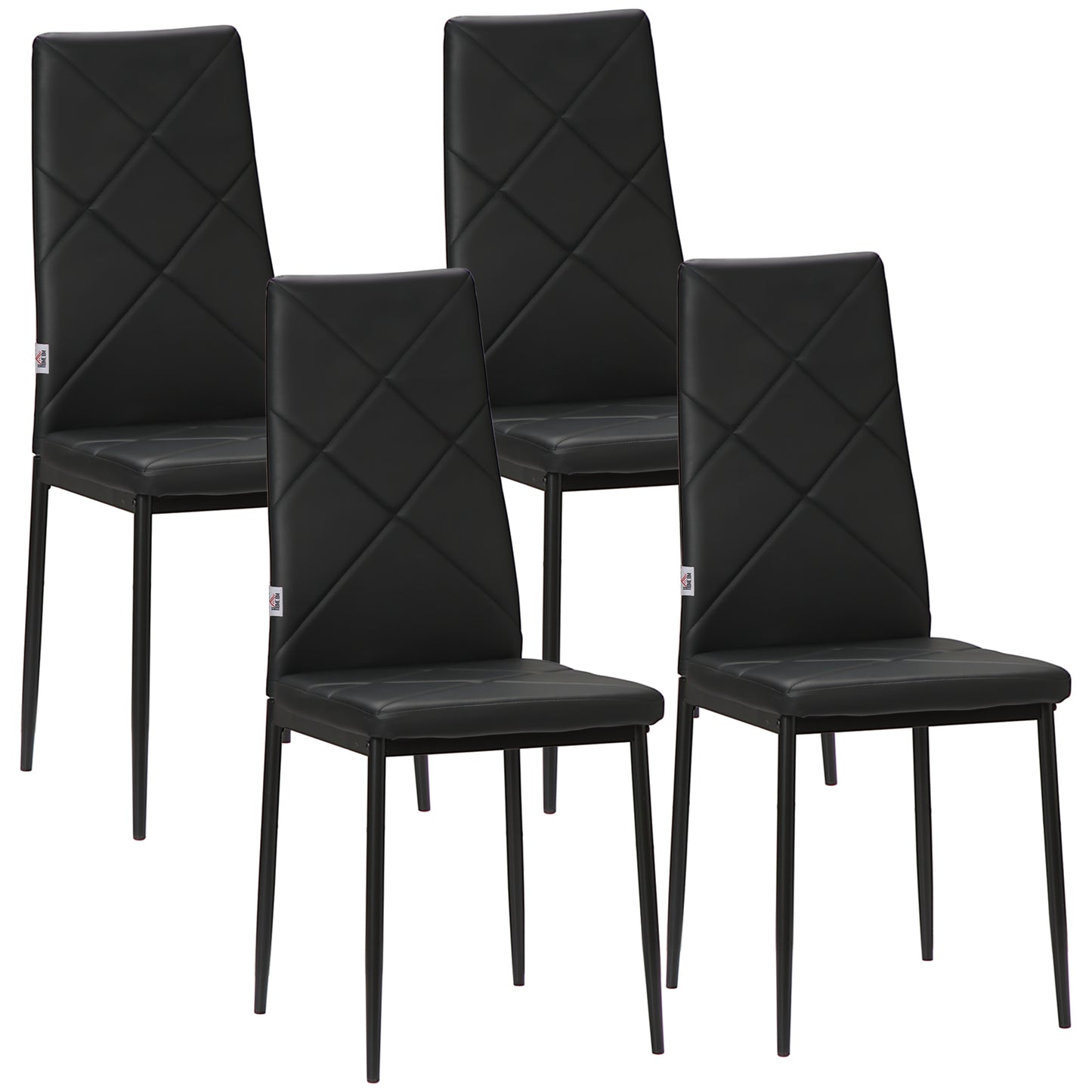 Dining Chairs Set of 4, Modern Accent Chair with High Back, Upholstery Faux Leather and Steel Legs for Living Room, Kitc