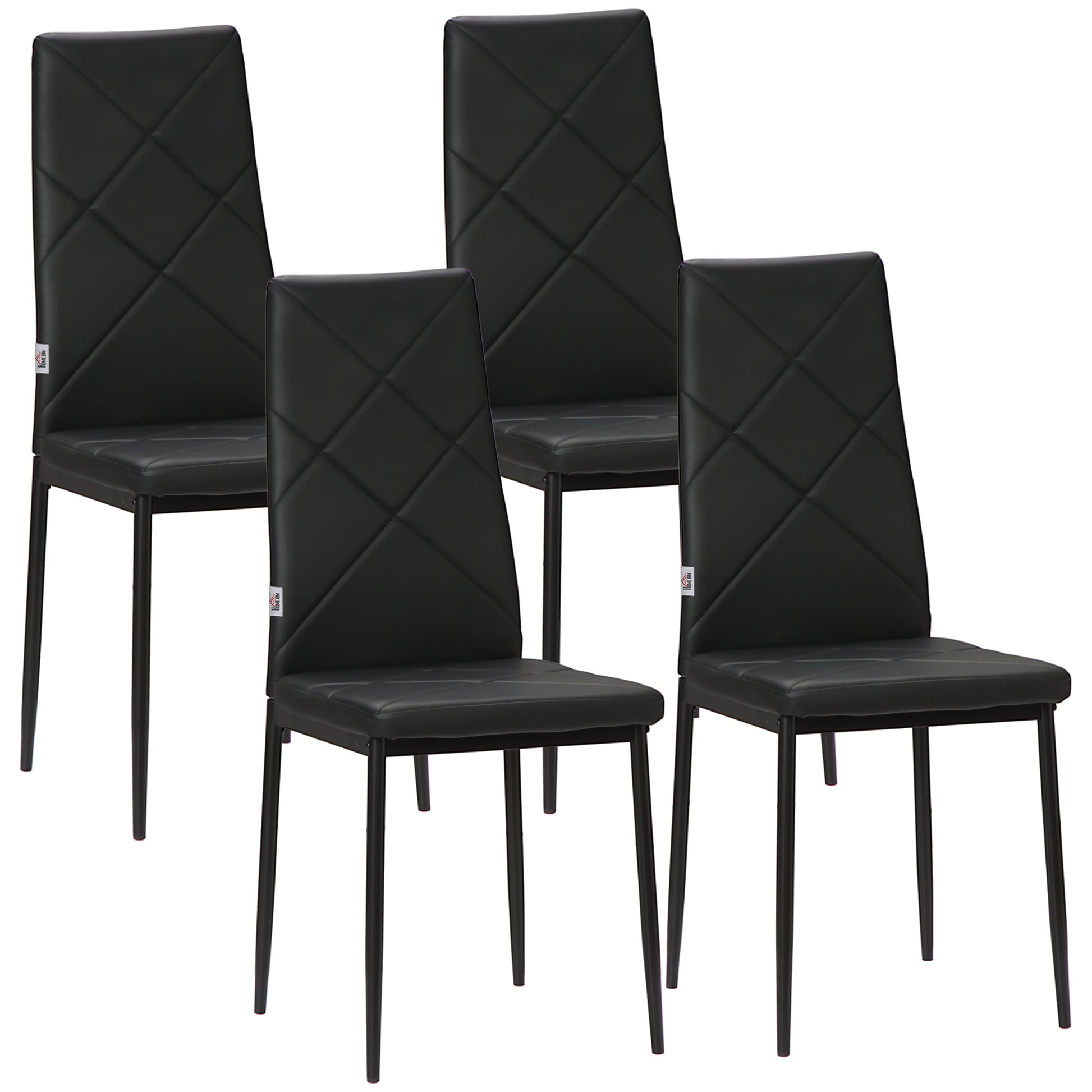 Dining Chairs Set of 4, Modern Accent Chair with High Back, Upholstery Faux Leather and Steel Legs for Living Room, Kitc