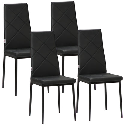Dining Chairs Set of 4, Modern Accent Chair with High Back, Upholstery Faux Leather and Steel Legs for Living Room, Kitc