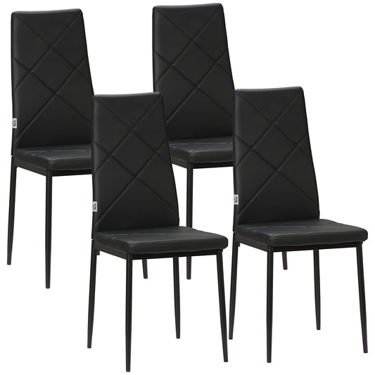 Dining Chairs Set of 4, Modern Accent Chair with High Back, Upholstery Faux Leather and Steel Legs for Living Room, Kitc