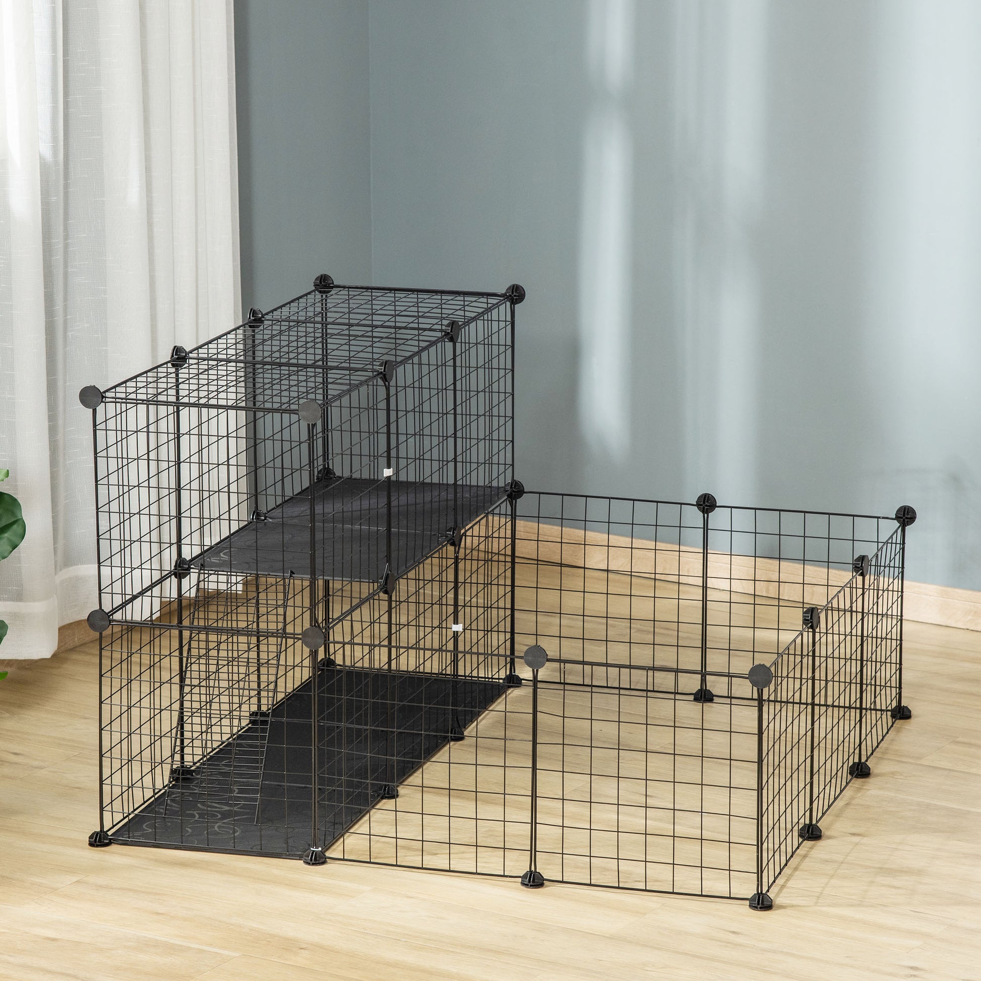 Small Animal Cage Rabbit Cage with Door, Guinea Pig Playpen, Small Animal Fence for Bunny, Chinchilla, Freret, Chinchill