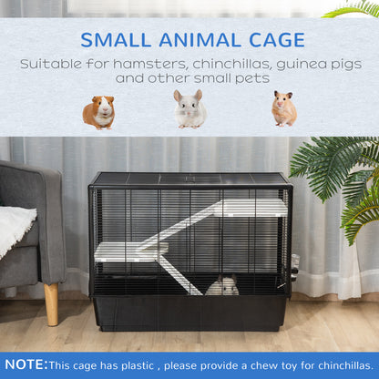 3-tier Hamster Cage, Guinea Pig Cage, Pet Chinchillas Play House Indoor with Accessories Food Dish Water Bottle, Ramps, 