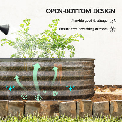4.9 x 2 x 1ft Galvanized Raised Garden Bed Kit, Metal Planter Box with Safety Edging, Dark Grey