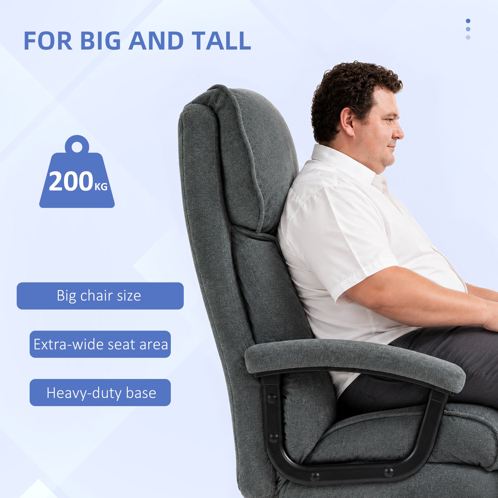 Big and Tall Executive Office Chair, Up to 450 lbs. Heavy Duty Desk Chair, Computer Chair for Heavy People, Grey