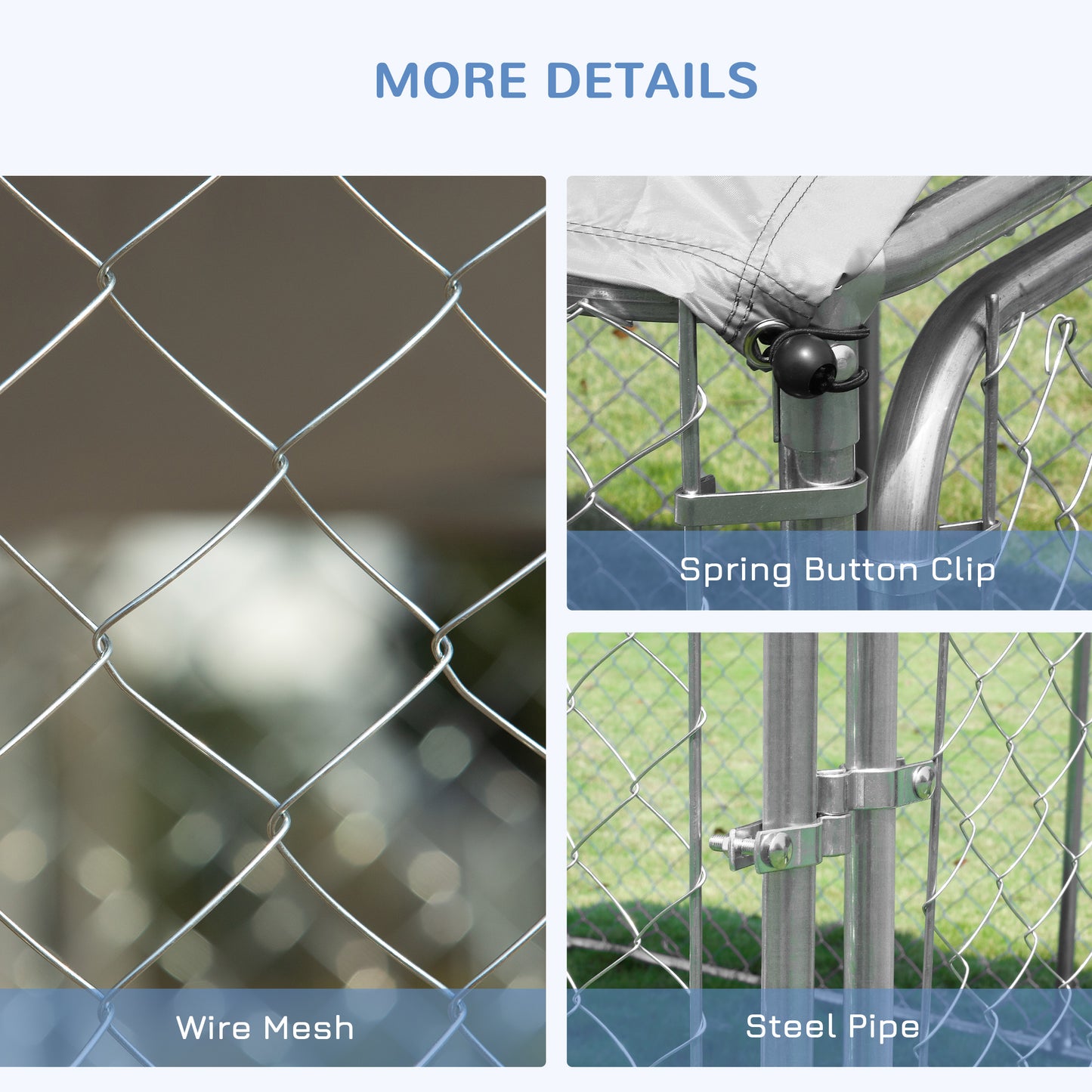 Outdoor Dog Kennel  with Roof, Dog Run with Waterproof & UV-Resistant Cover, Secure Lock, for Backyard & Patio, 7.5' x 7