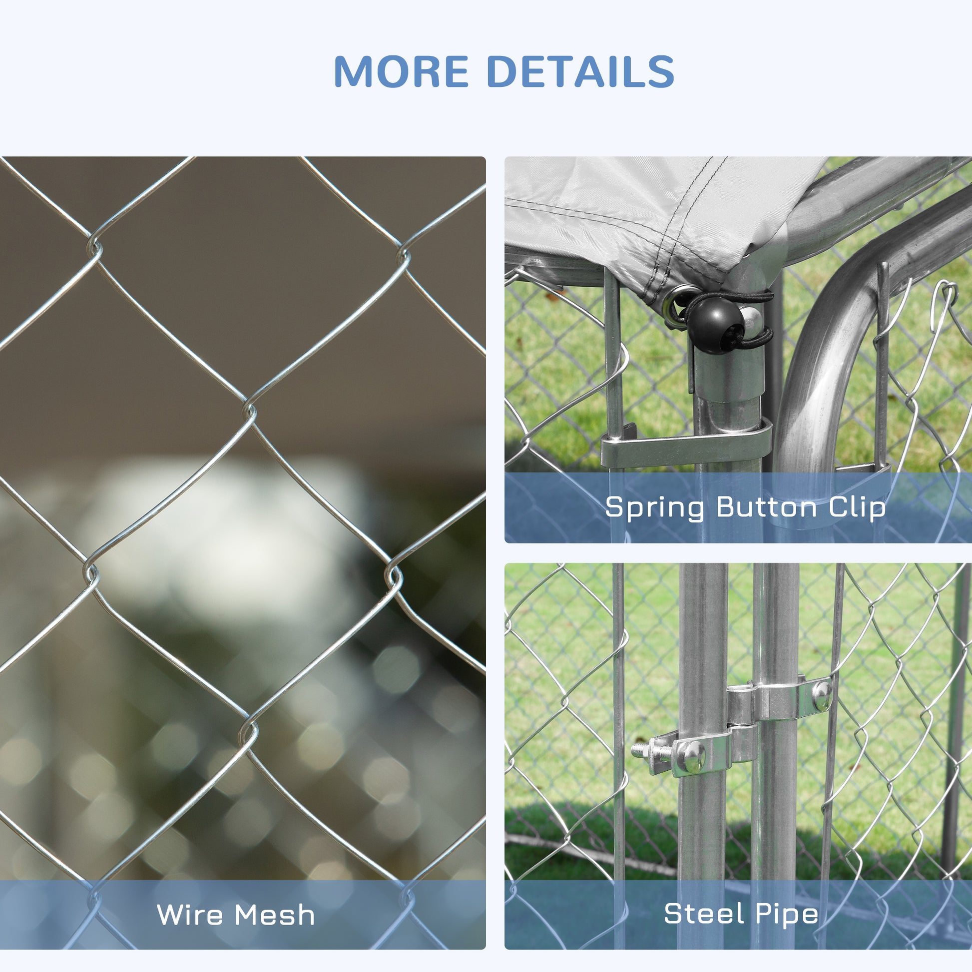 Outdoor Dog Kennel  with Roof, Dog Run with Waterproof & UV-Resistant Cover, Secure Lock, for Backyard & Patio, 7.5' x 7