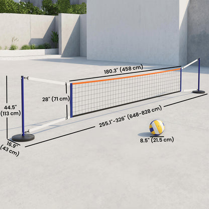 Soozier Portable Volleyball Net Set Outdoor, Volleyball Training Net with 21-27ft Adjustable Length, Volleyball, Air Pum