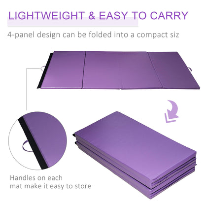 Soozier 4'x8'x2" Folding Gymnastics Tumbling Mat, Exercise Mat with Carrying Handles for Yoga, MMA, Martial Arts, Stretc
