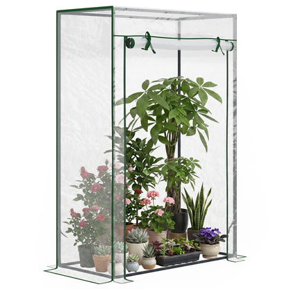40"L x 20"W x 59"H Walk-in Garden Greenhouse with Steel Frame Outdoor Hot House Tomato Plant Warm House w/ Roll up Door,