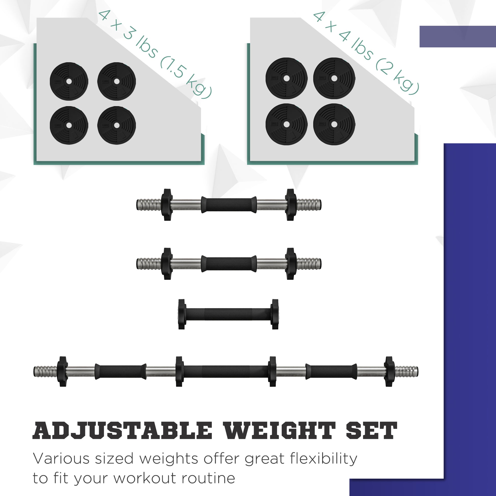 Soozier 33LBS 2-in-1 Adjustable Barbell & Dumbbells Set, Weights Set with Non-slip Handles for Men and Women Home Gym Tr