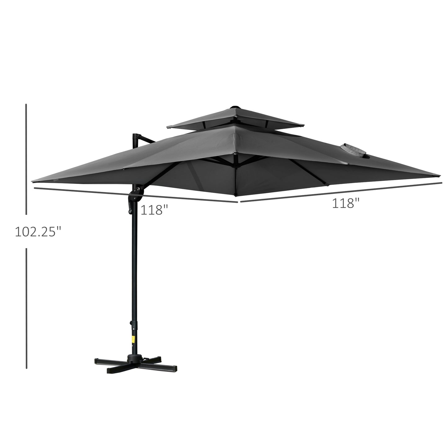 10' x 10' Cantilever Patio Umbrella, Double Top Square Offset Umbrella with 360° Rotation, 5 Adjustable Tilt Angles, Umb
