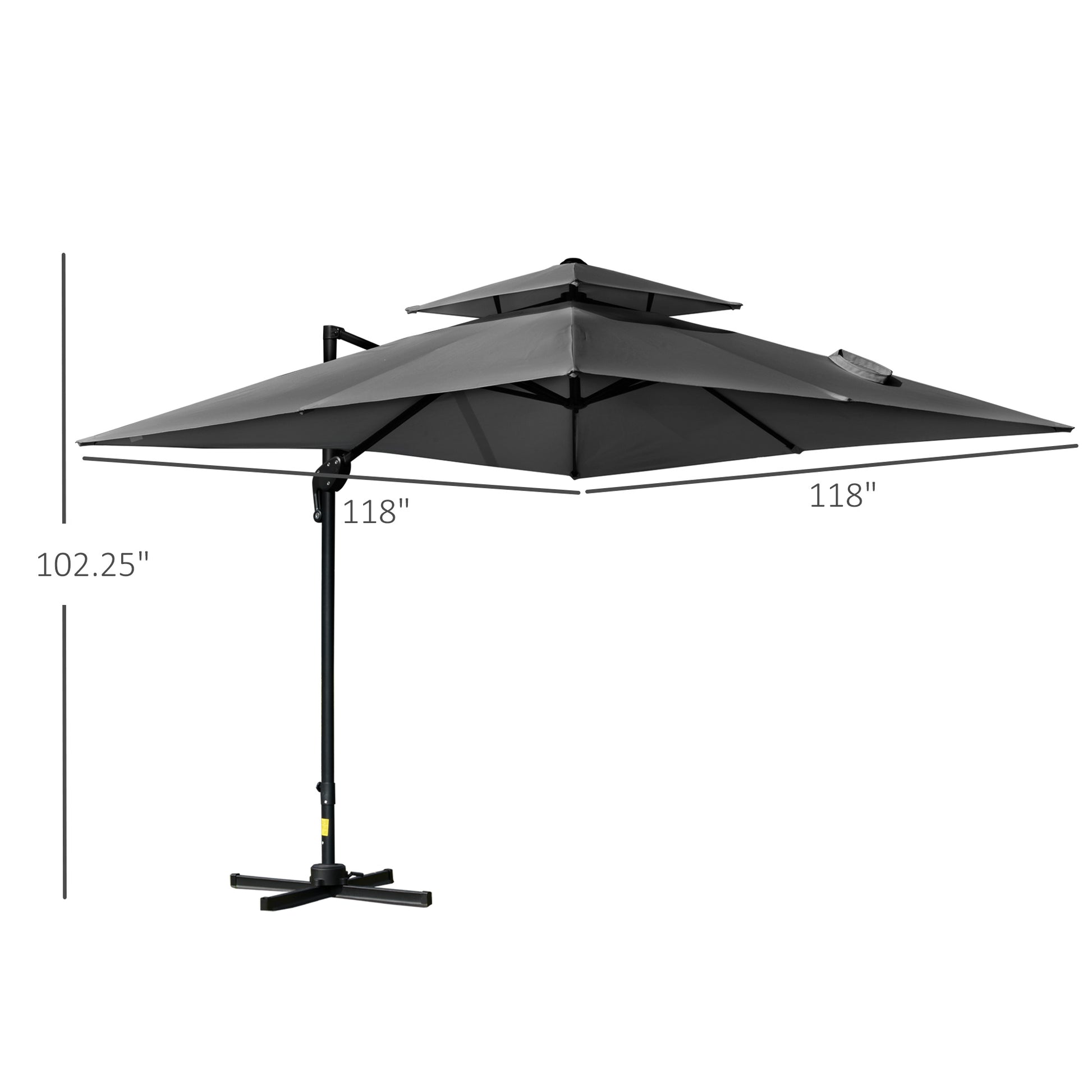 10' x 10' Cantilever Patio Umbrella, Double Top Square Offset Umbrella with 360° Rotation, 5 Adjustable Tilt Angles, Umb