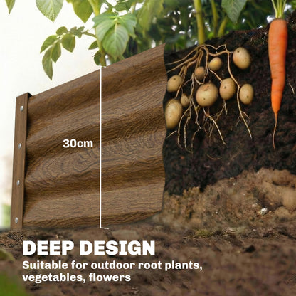 12 x 4 x 1ft Galvanized Raised Garden Bed, Reinforced Outdoor Planter Box with Open Bottom, Distressed Brown