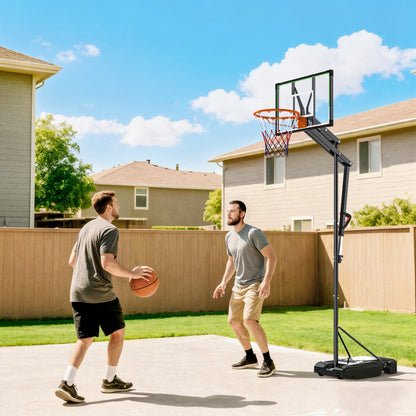 Soozier 4.1-8.5ft Adjustable Basketball Hoop with 33" Shatterproof Board, 18" Rim, Wheels and Fillable Base, for Teens A