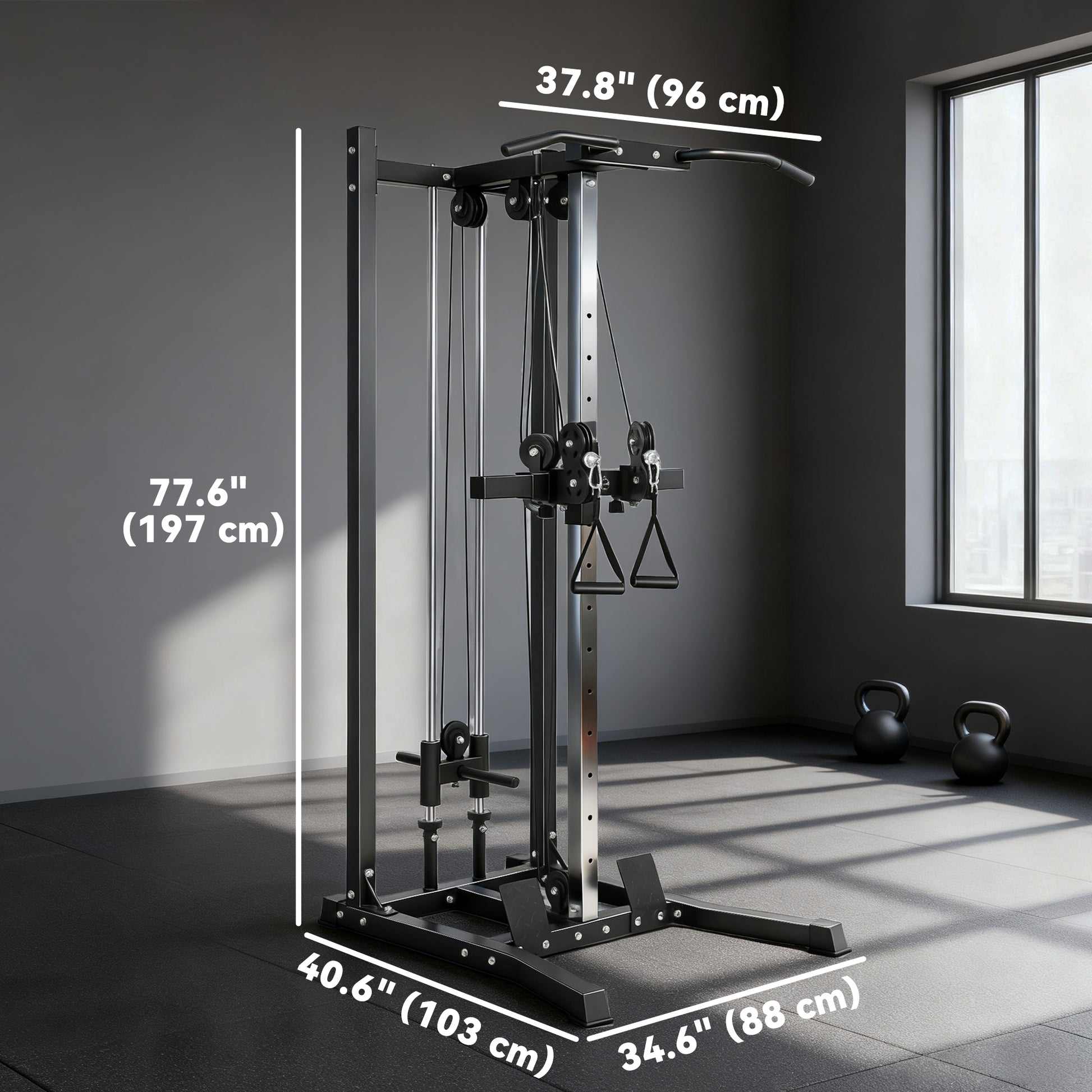 Soozier Cable Station Dual Pulley System with Pull up Bar and 14 Adjustable Positions
