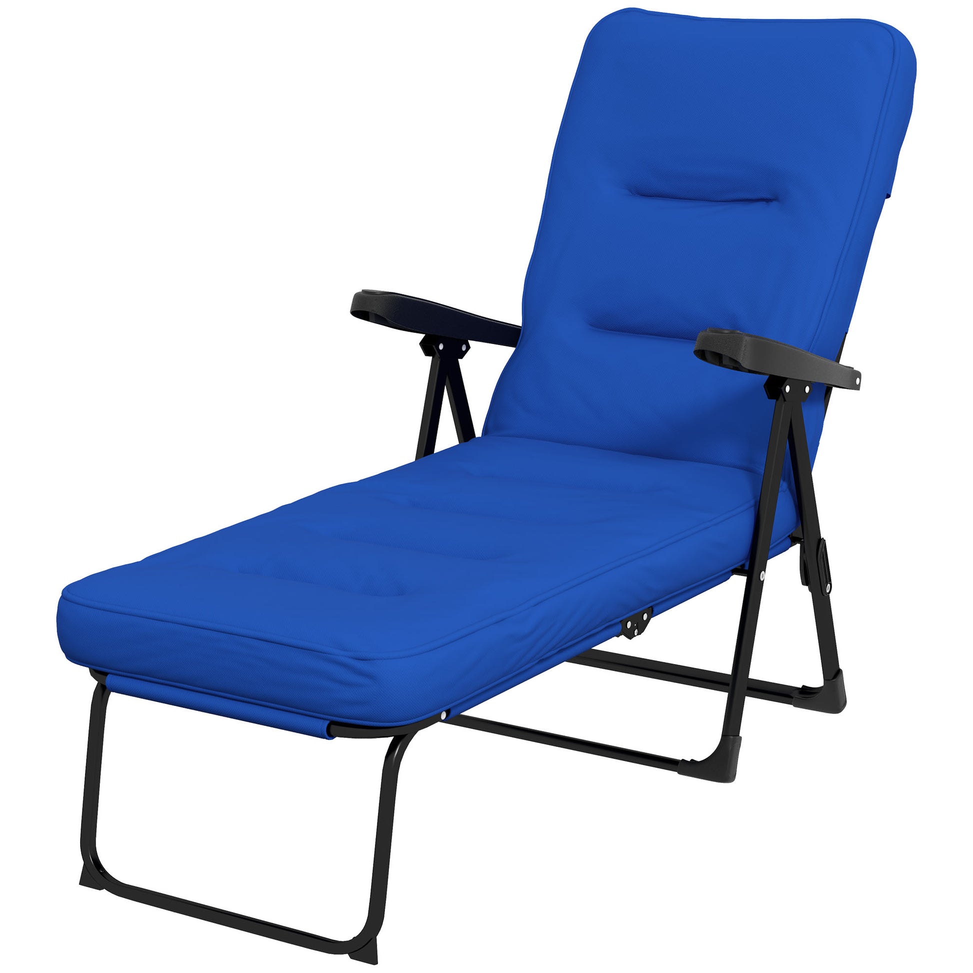 Outdoor Lounge Chair with Padded Cushion, Folding Reclining Patio Garden Chair with Recline Back, Footrest, for Poolside