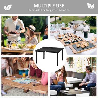Aluminum Outdoor Dining Table for 6, Patio Rectangular Table, 55" W x 35.5" D x 29.25" H, Black