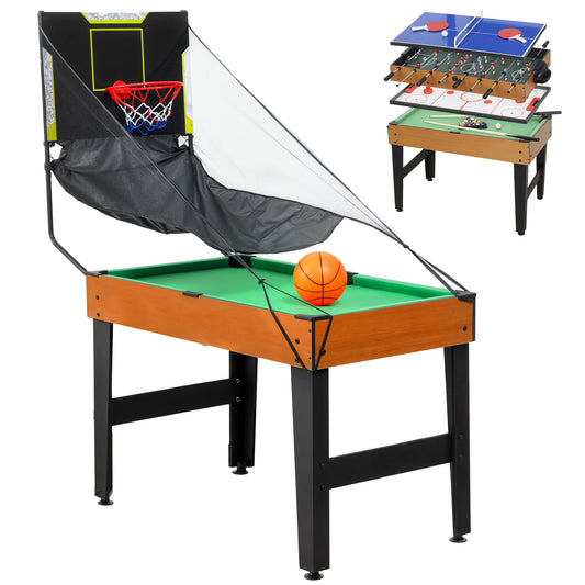 Soozier 53 in 5-in-1 Combo Multi Game Table with Foosball, Pool, Hockey, Table Tennis, Basketball for Adults