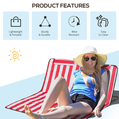 Set of 2 Beach Lounge Chair Sun Lounger, Folding Ground Beach Mat w/ Adjustable Back, Steel Frame, Head Pillow and Carry